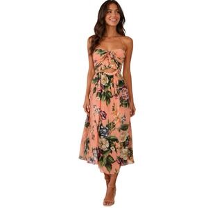 Zimmermann Floral Tropical Print Halter Cutout Midi Dress Cotton Pockets. Sz 1
